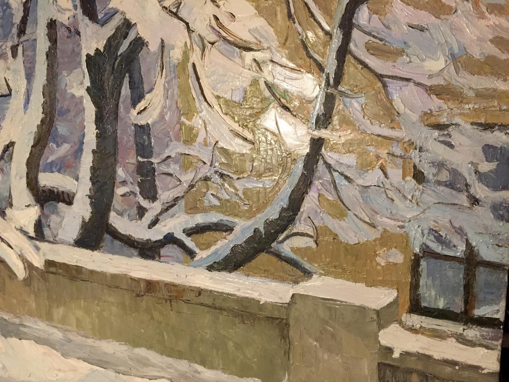 Oil painting Winter sketch by Sabadysh Petr Yevlampievich: snow-covered tree branches