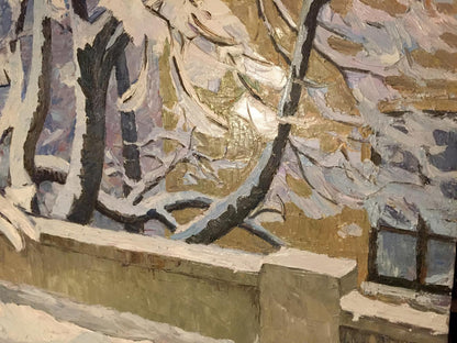 Oil painting Winter sketch by Sabadysh Petr Yevlampievich: snow-covered tree branches