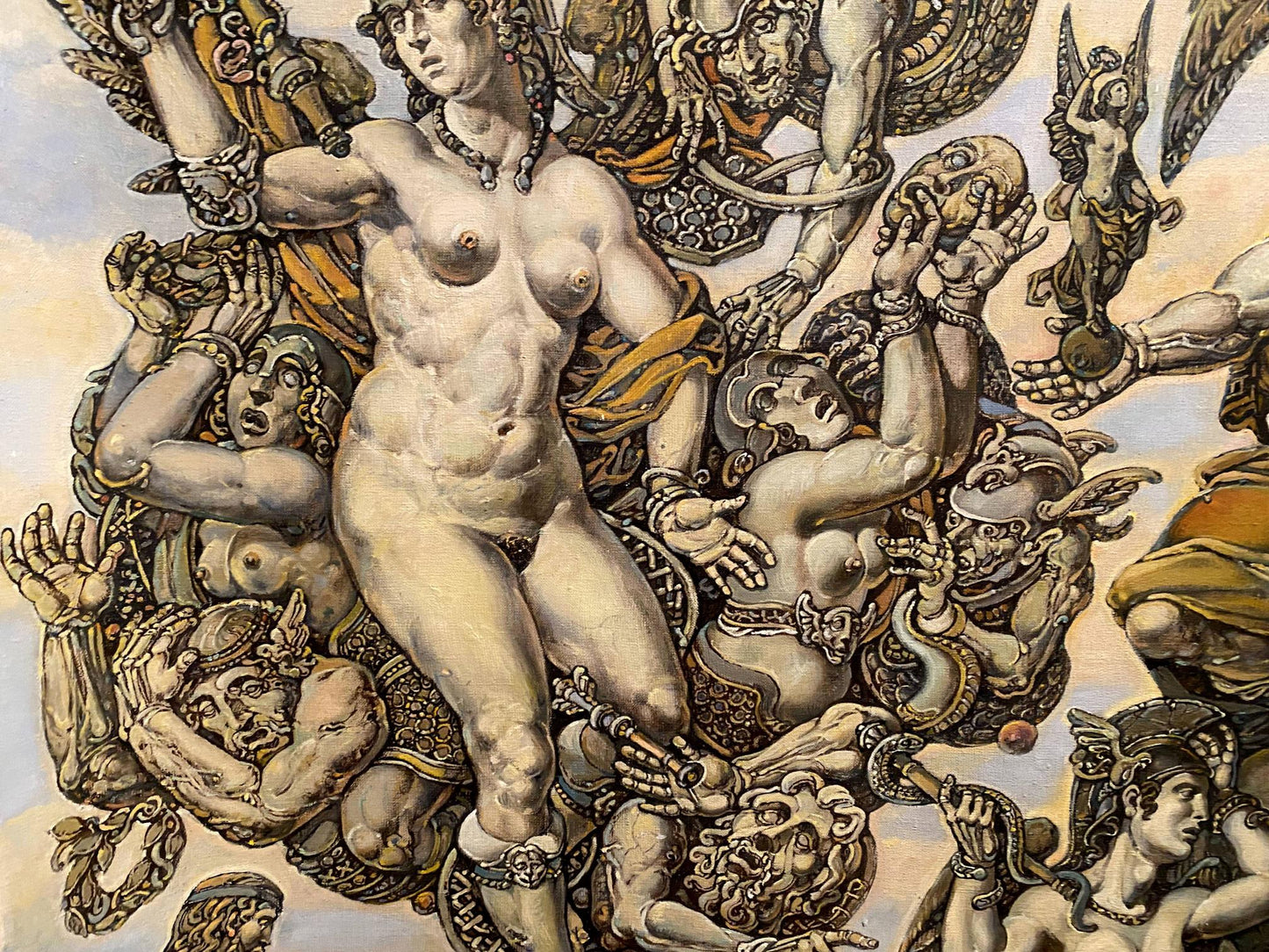 Oil painting Apotheosis of Homer by Litvinov Oleg Arkad’yevich, nude figure in gold