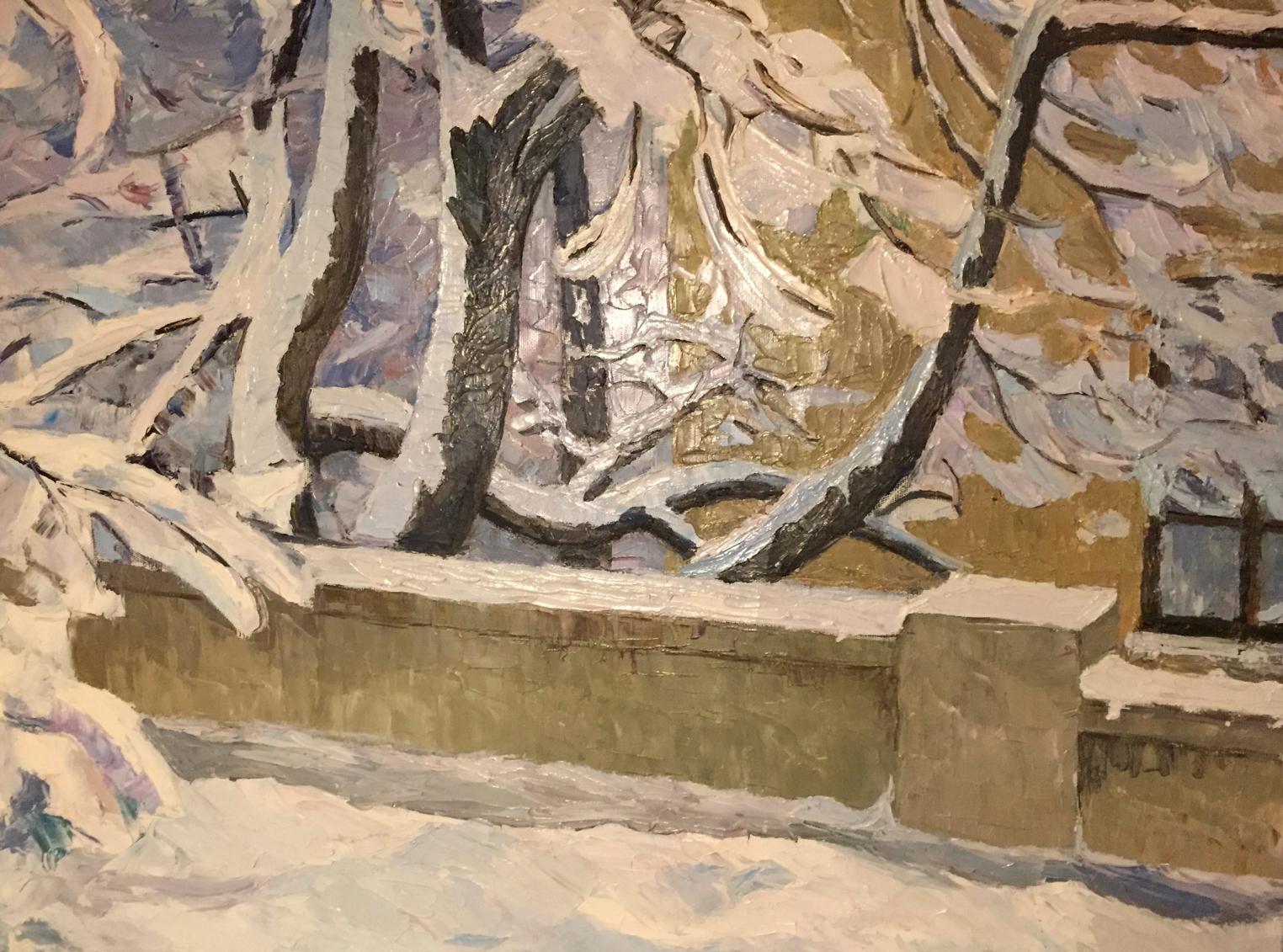 Oil painting Winter sketch by Sabadysh Petr Yevlampievich: snow-covered tree branches