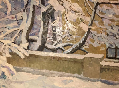 Oil painting Winter sketch by Sabadysh Petr Yevlampievich: snow-covered tree branches