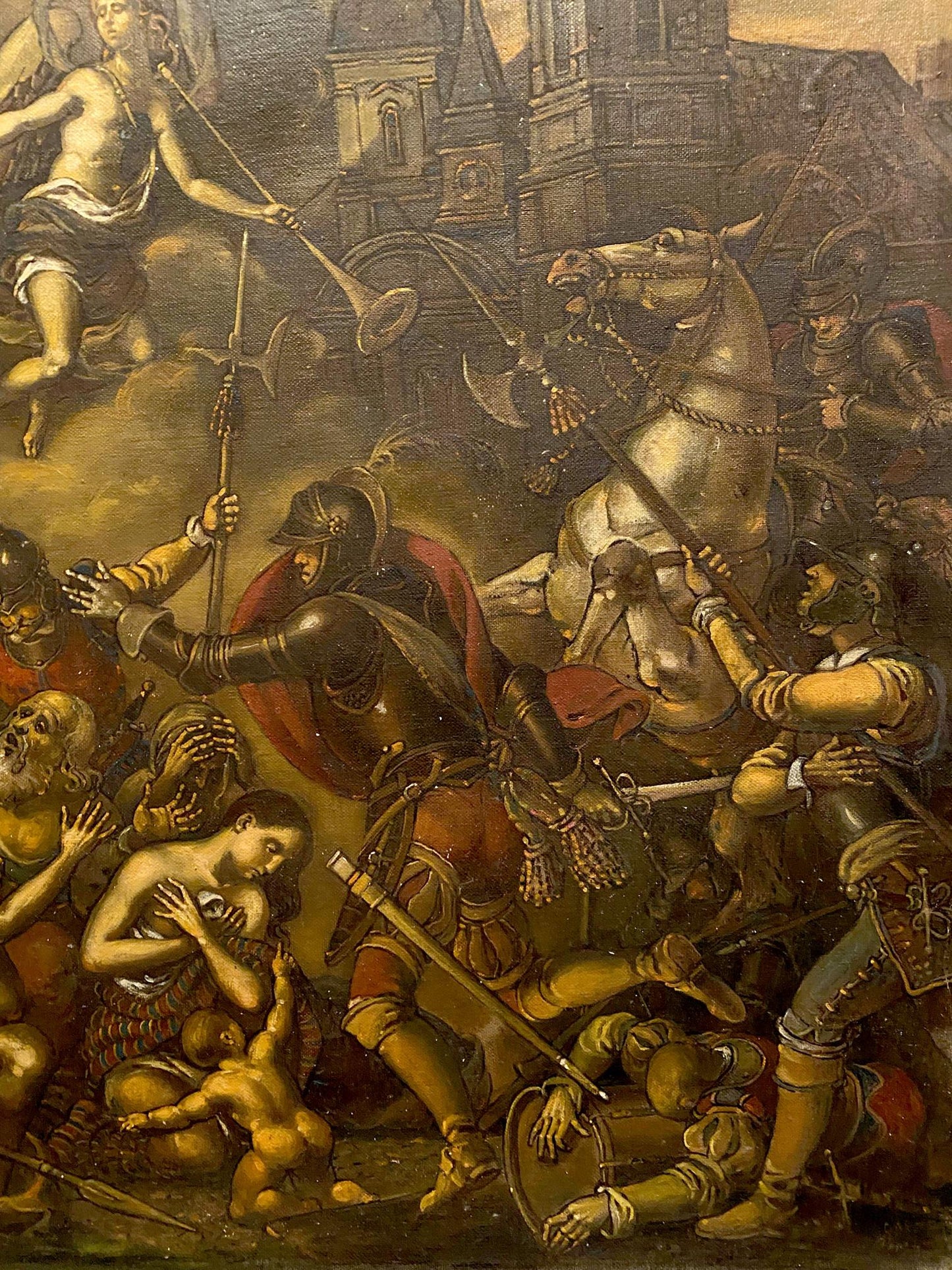 Oil painting of chaotic assault on Breda by Oleg Litvinov