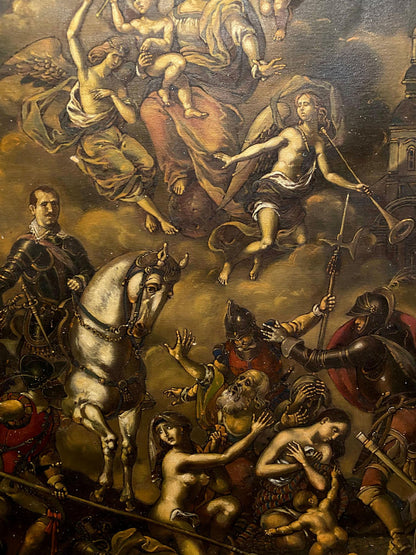 Dramatic oil painting of Assault on Breda battle by Oleg Litvinov