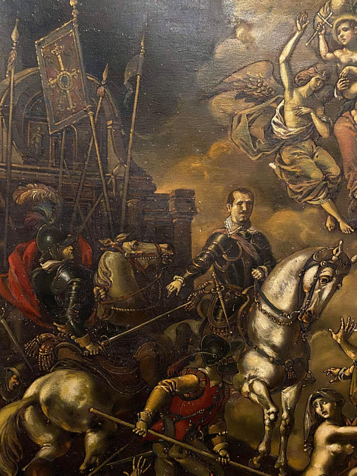 Dramatic oil painting of Assault on Breda battle by Oleg Litvinov