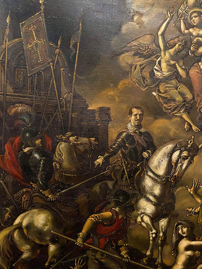 Dramatic oil painting of Assault on Breda battle by Oleg Litvinov