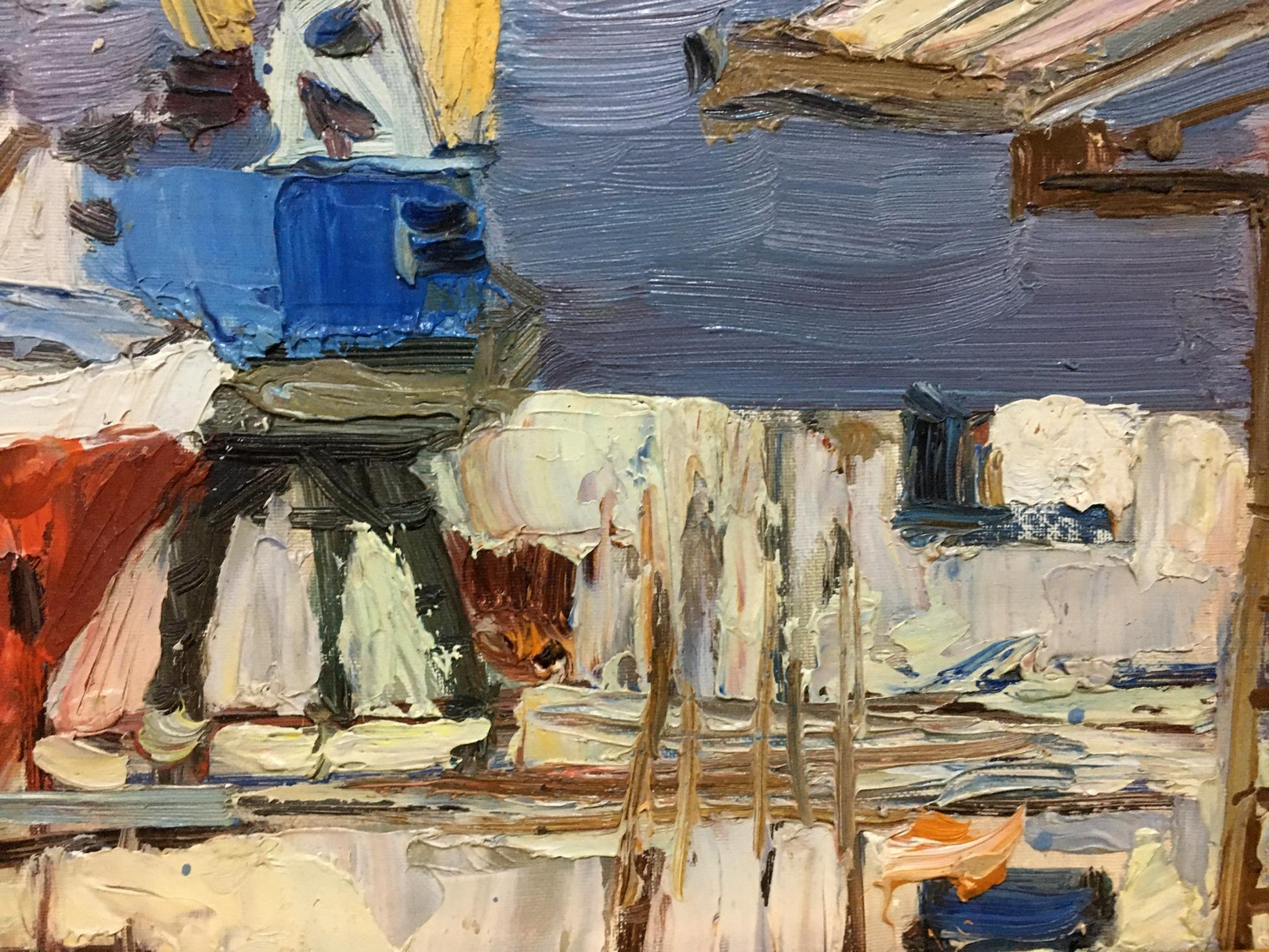 Oil painting of ship port by Stolyarenko Petr Kuzmich