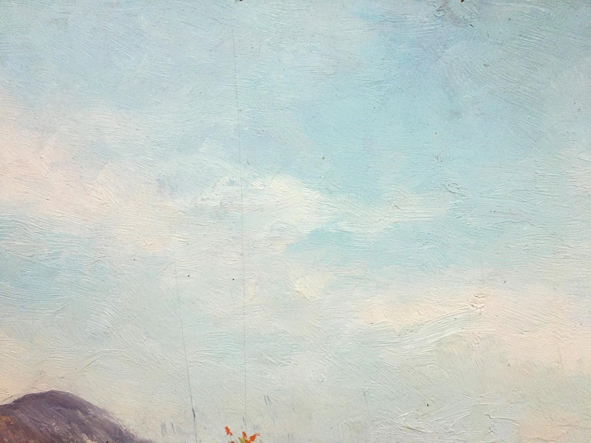 Oil painting of Bronstein Mark Emmanuilovich house on hill in soft blue sky