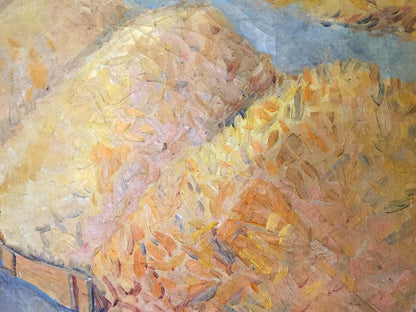 Textured impressionistic oil painting of golden haystack from Oil painting Warehouses