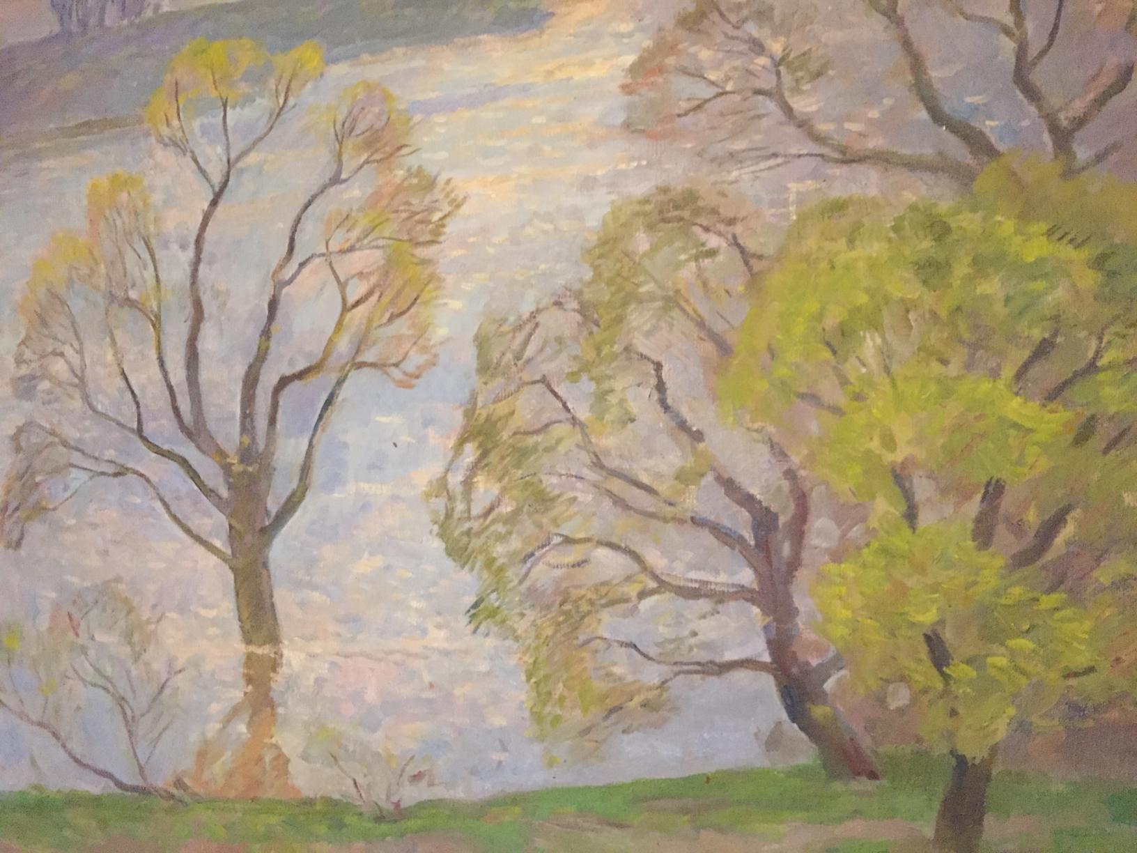 Oil painting Flood by Boris Naumovich Rapoport: impressionistic trees