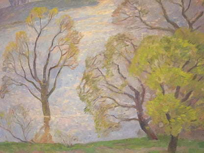 Oil painting Flood by Boris Naumovich Rapoport: impressionistic trees