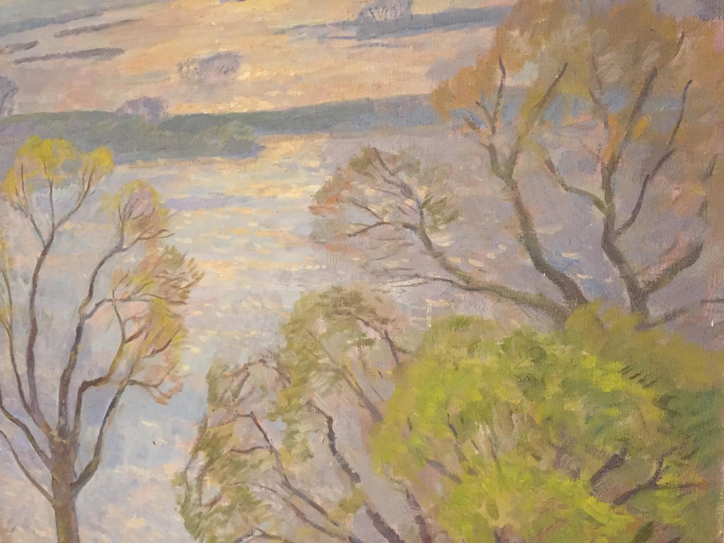 Oil painting by Flood Rapoport Boris Naumovich: impressionistic autumn trees and river