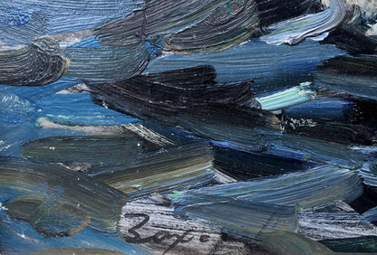 Oil painting Reeds by Zakharov Fedor Zakharovich, textured blues and blacks