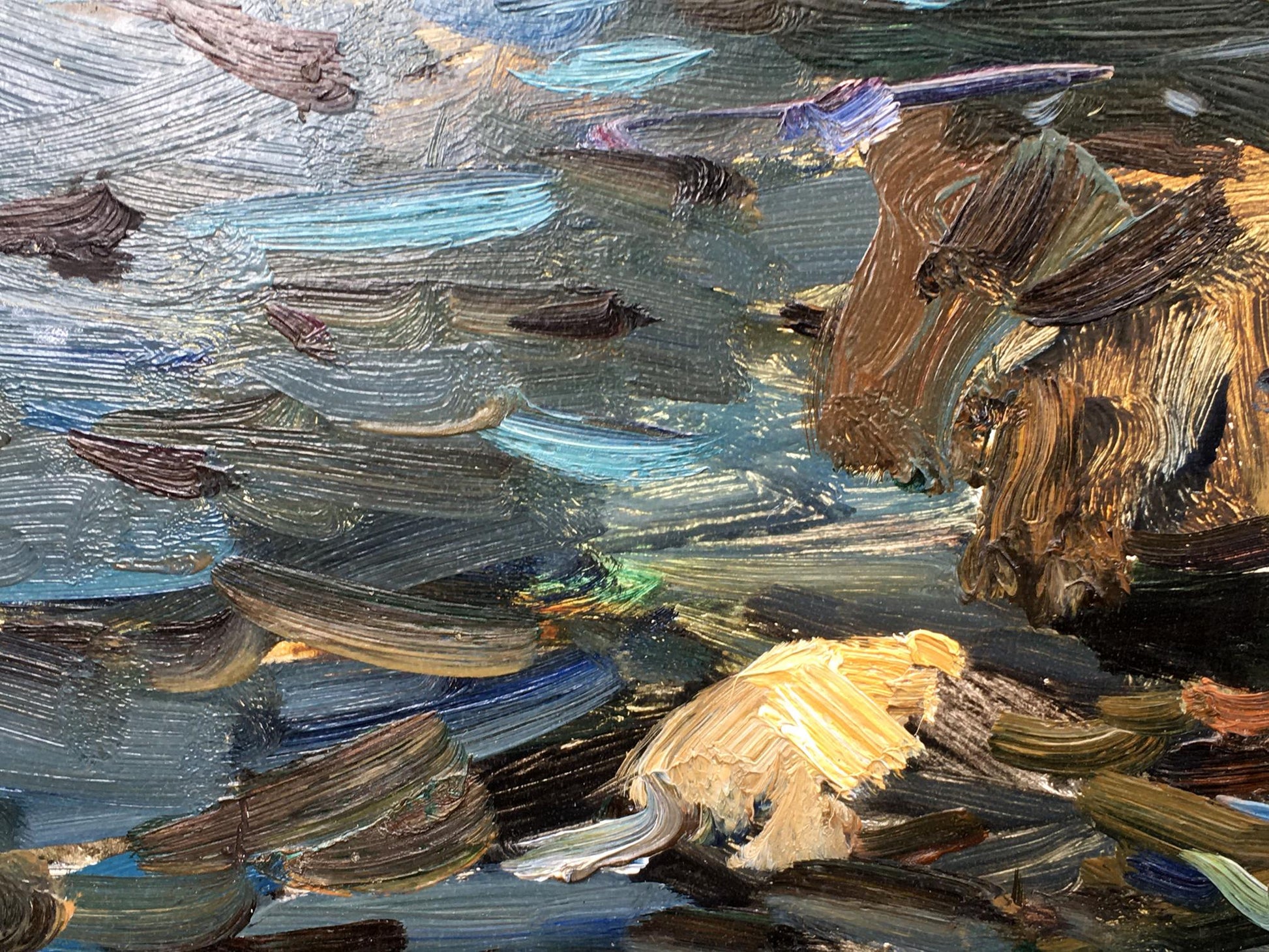 Oil painting Reeds by Zakharov Fedor Zakharovich with textured impasto