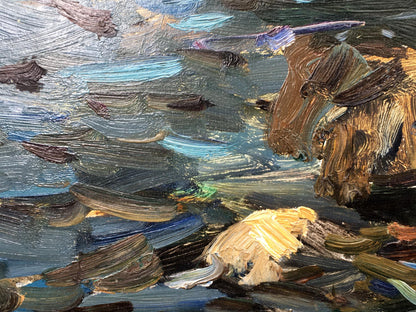 Oil painting Reeds by Zakharov Fedor Zakharovich with textured impasto