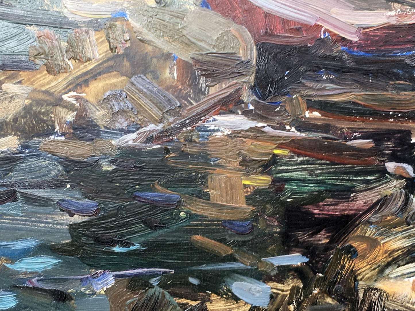 Textured impasto oil painting Reeds by Zakharov Fedor Zakharovich