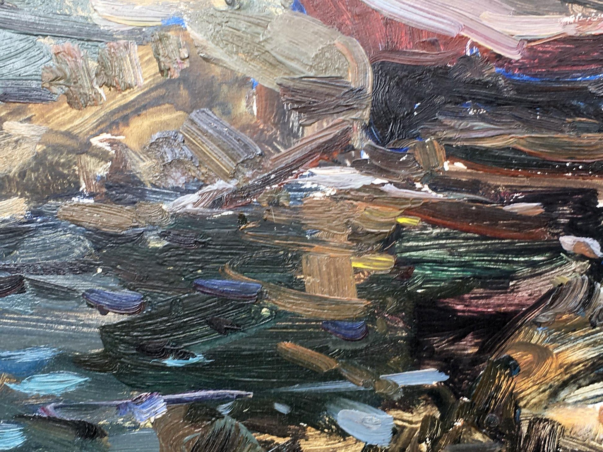 Textured impasto oil painting Reeds by Zakharov Fedor Zakharovich