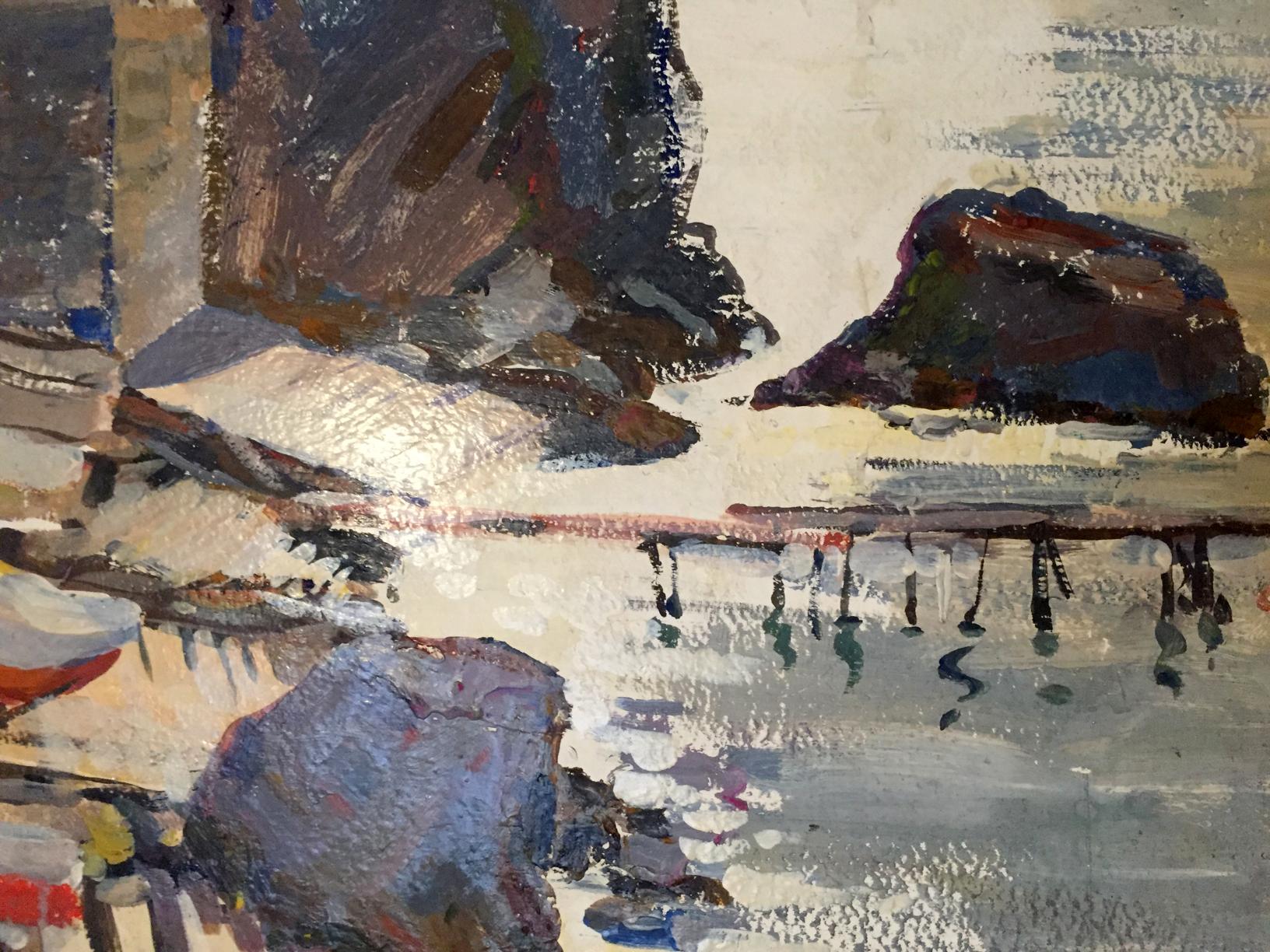 Abstract oil painting Its a nasty day in earthy tones with textured brushstrokes