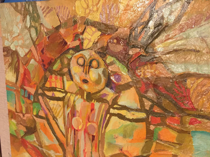 Abstract oil painting Palimpsest by Stadnik Vladimir, vibrant expressive face