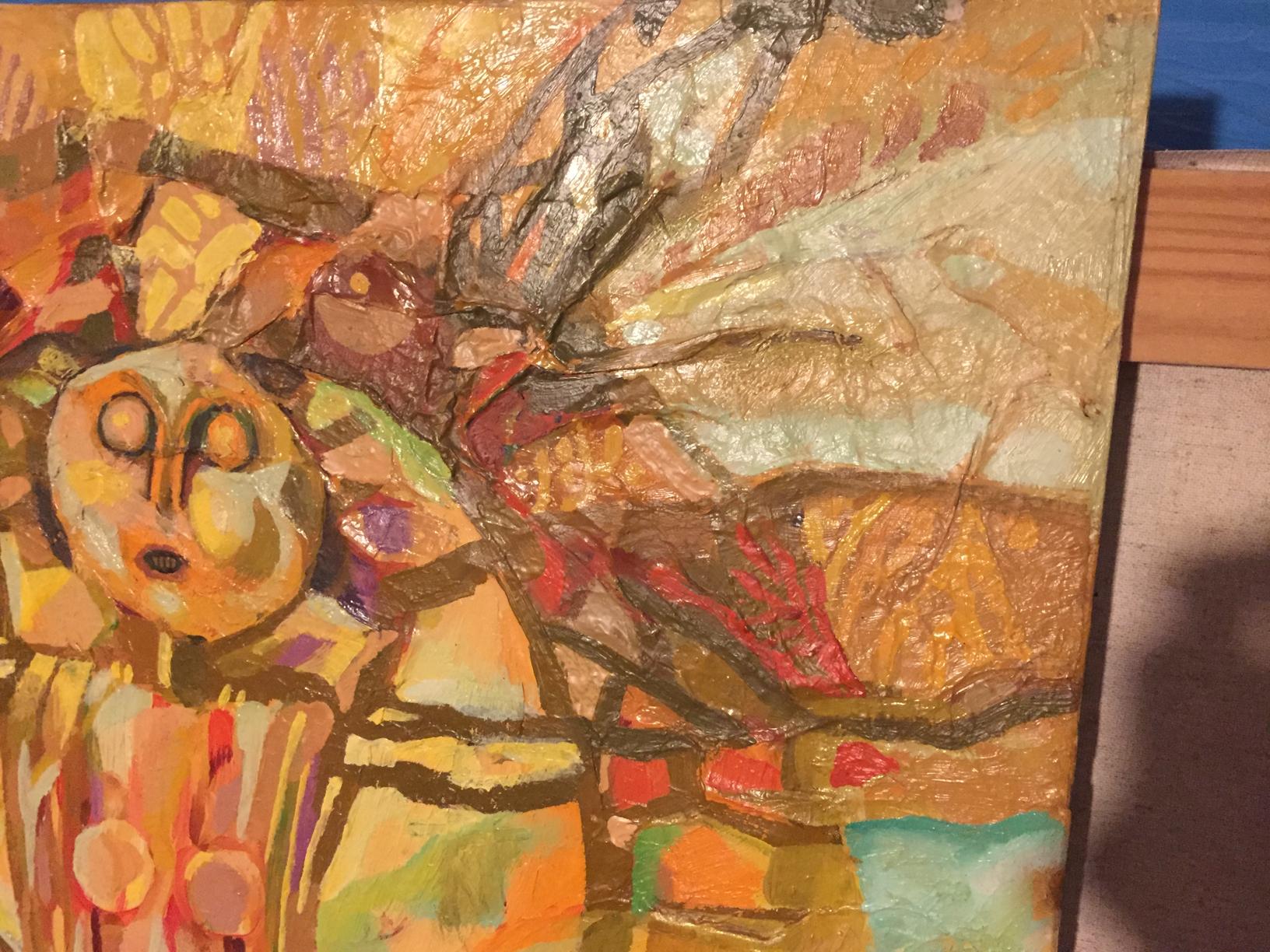 Abstract oil painting Palimpsest by Stadnik Vladimir with stylized face