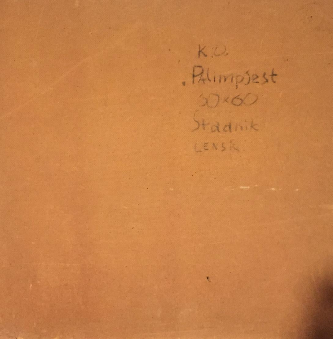 Back of brown cardboard panel for Abstract oil painting Palimpsest Stadnik Vladimir