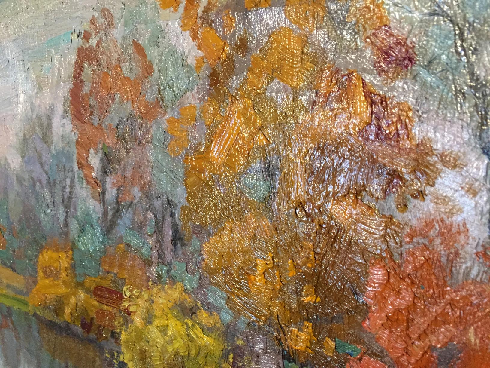 Oil painting March by Elena Genrikhovna Nechiporenko, impasto autumn colors