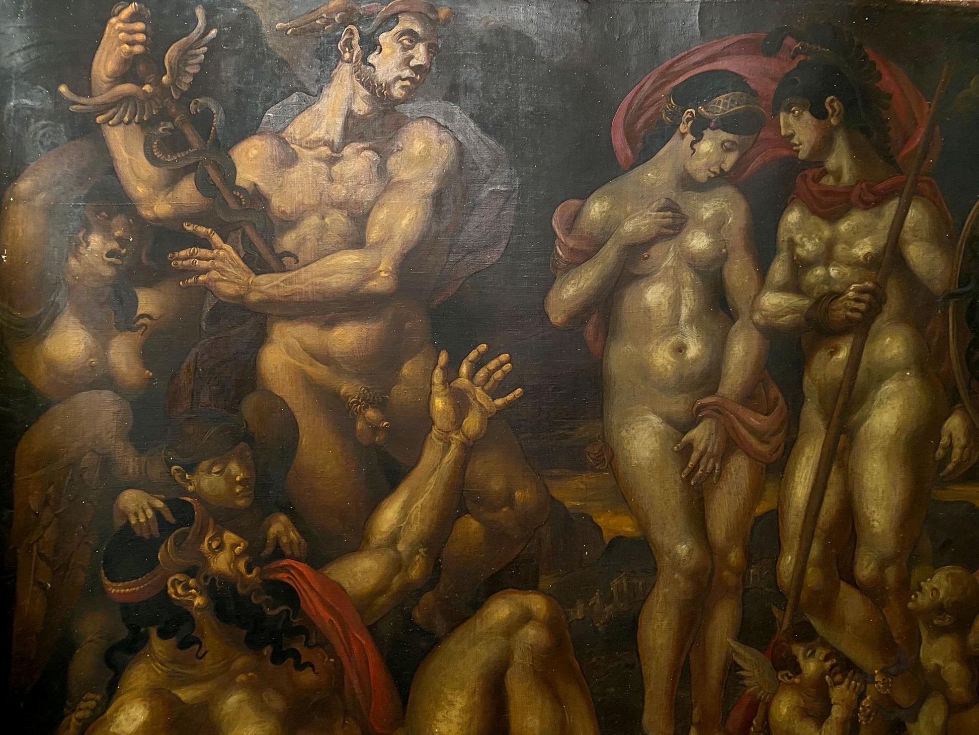 Dramatic nude mythological oil painting by Oleg Litvinov, John’s vision