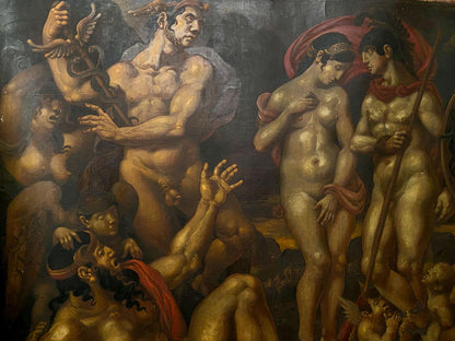 Dramatic nude mythological oil painting by Oleg Litvinov, John’s vision