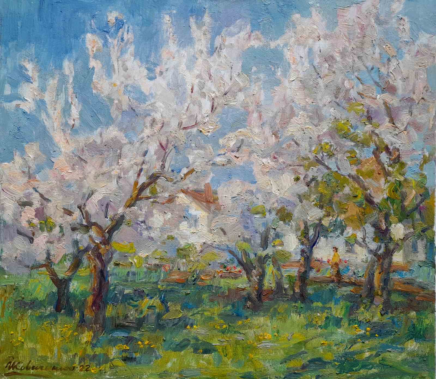 Oil Painting Nature Landscape Village 