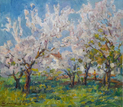 Oil Painting Nature Landscape Village 