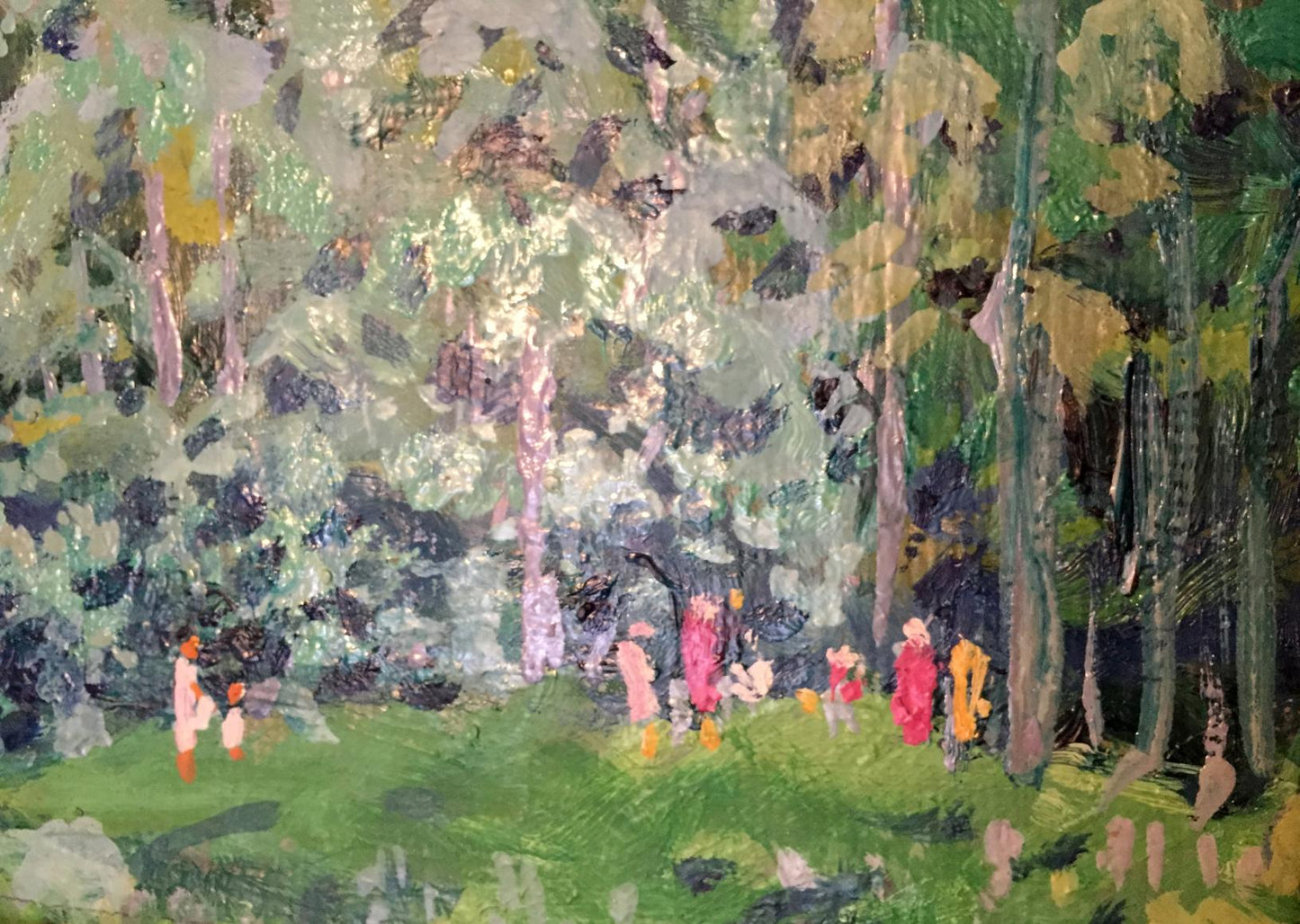 Vibrant impressionist oil painting of forest by Kolosovsky Georgy Sergeevich