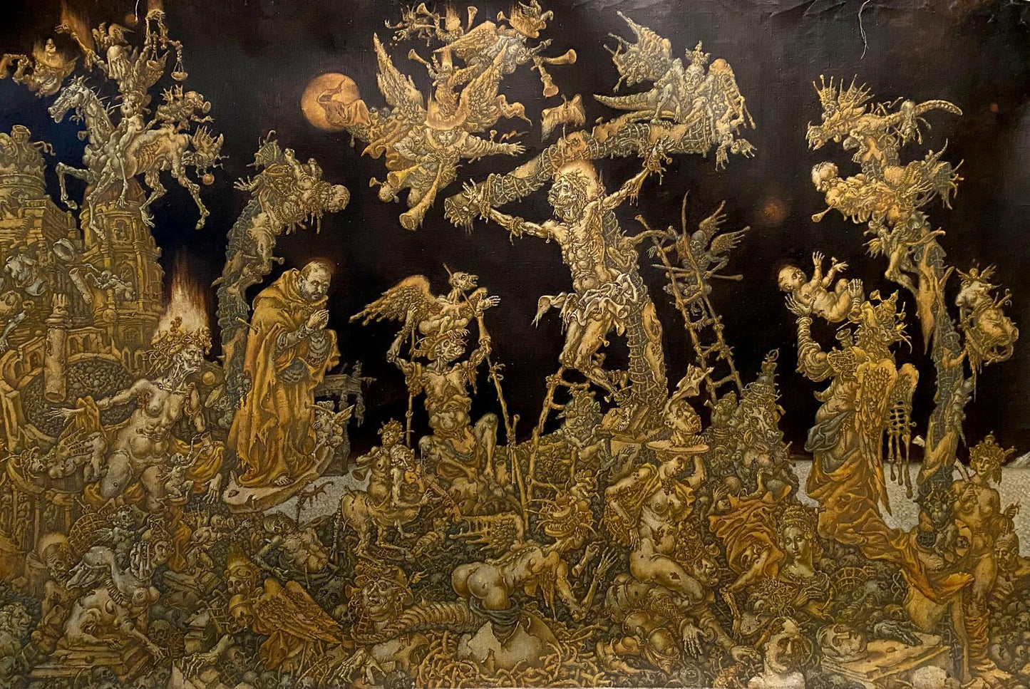 20th century oil painting by Litvinov Oleg Arkad’yevich: golden apocalypse scene