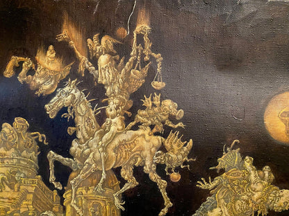 20th century oil painting by Litvinov Oleg Arkad’yevich: golden apocalyptic chaos