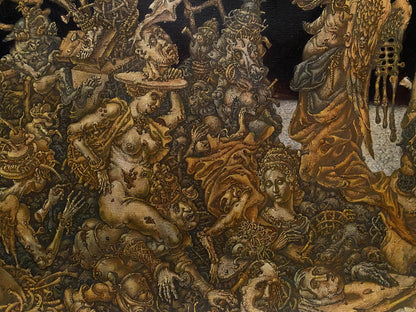 20th century oil painting by Litvinov Oleg Arkad’yevich: apocalyptic tapestry scene