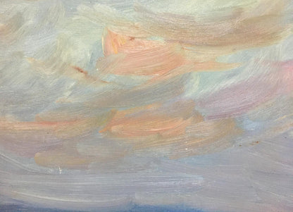 Oil painting River flows by Trokhimenko Karp Demyanovych with pastel clouds
