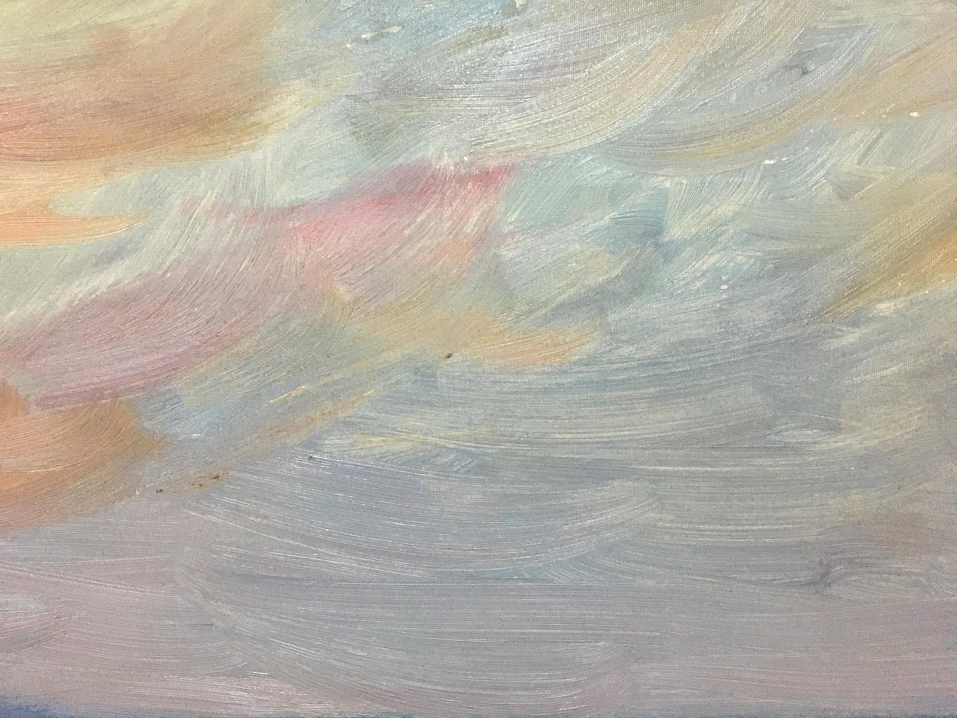 Oil painting River flows by Trokhimenko Karp Demyanovych with pastel clouds