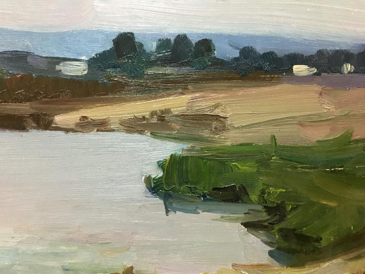 Textured impressionist oil painting of riverbank by Trokhimenko Karp Demyanovych