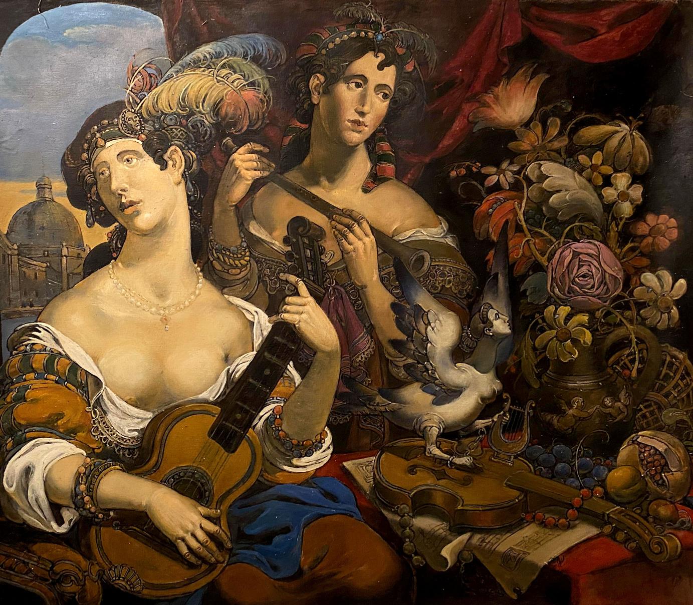 Oil painting Birth of a Melody by Litvinov Oleg Arkad’yevich with two women