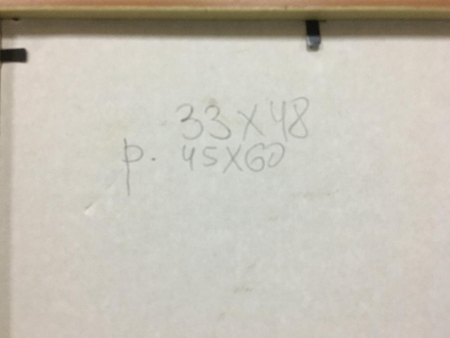 Back of Trokhimenko Karp Demyanovych oil painting with handwritten measurements