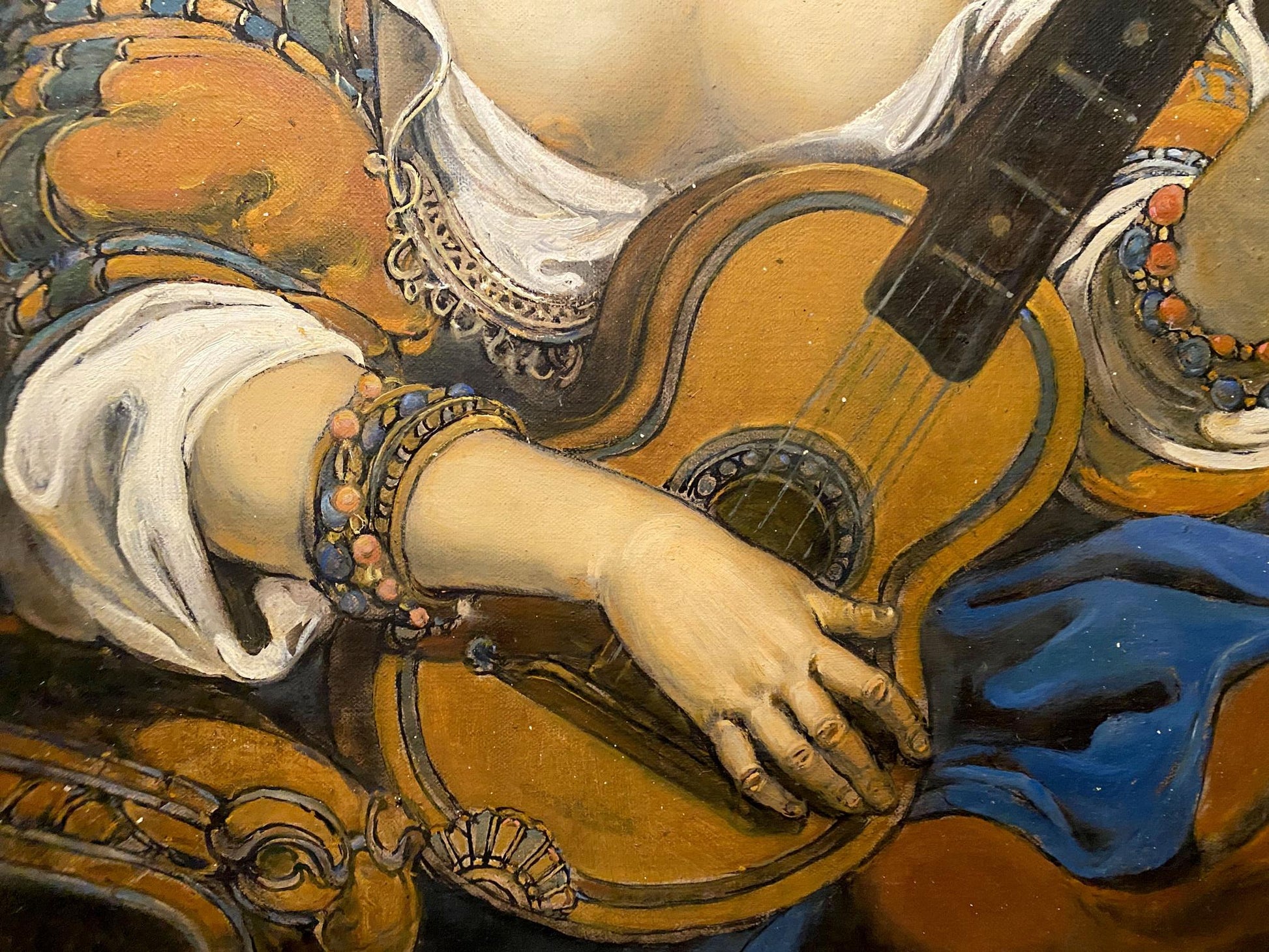 Oil painting Birth of a Melody by Litvinov Oleg Arkadyevich: hand on guitar