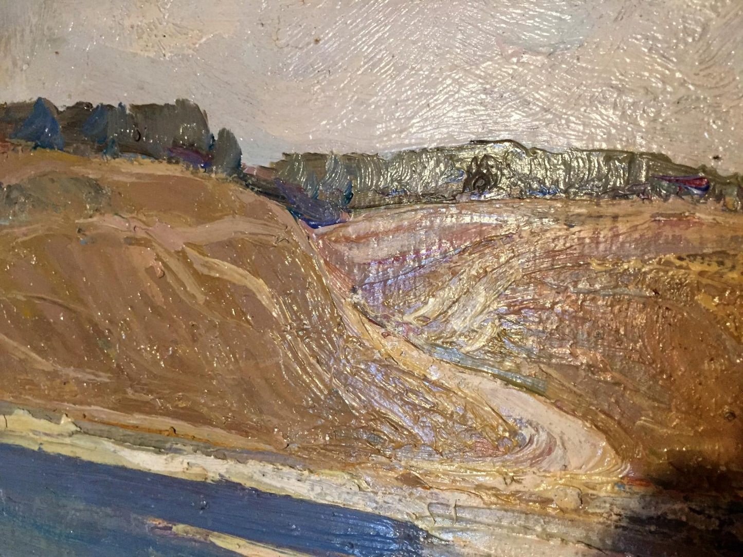 Textured oil painting of Shary Anatoly Ivanovich ship at sea landscape