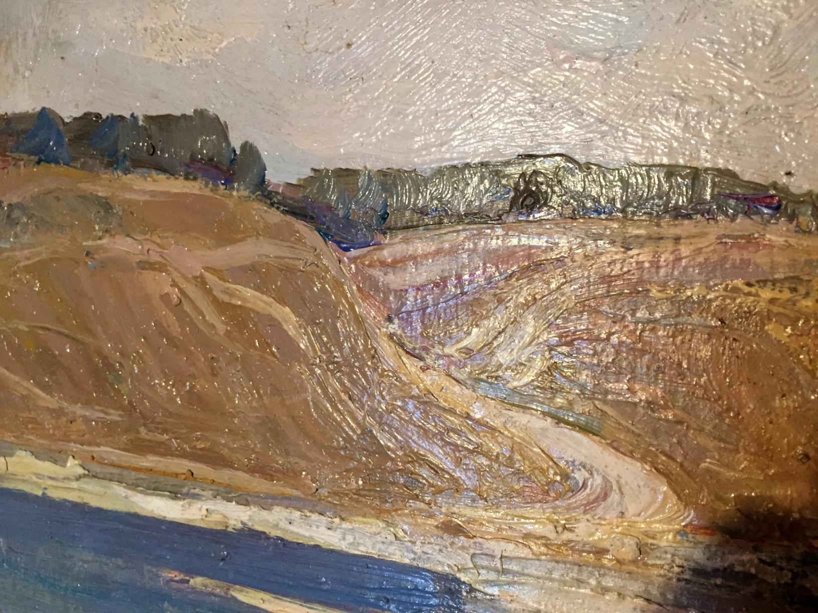 Textured oil painting of Shary Anatoly Ivanovich ship at sea landscape