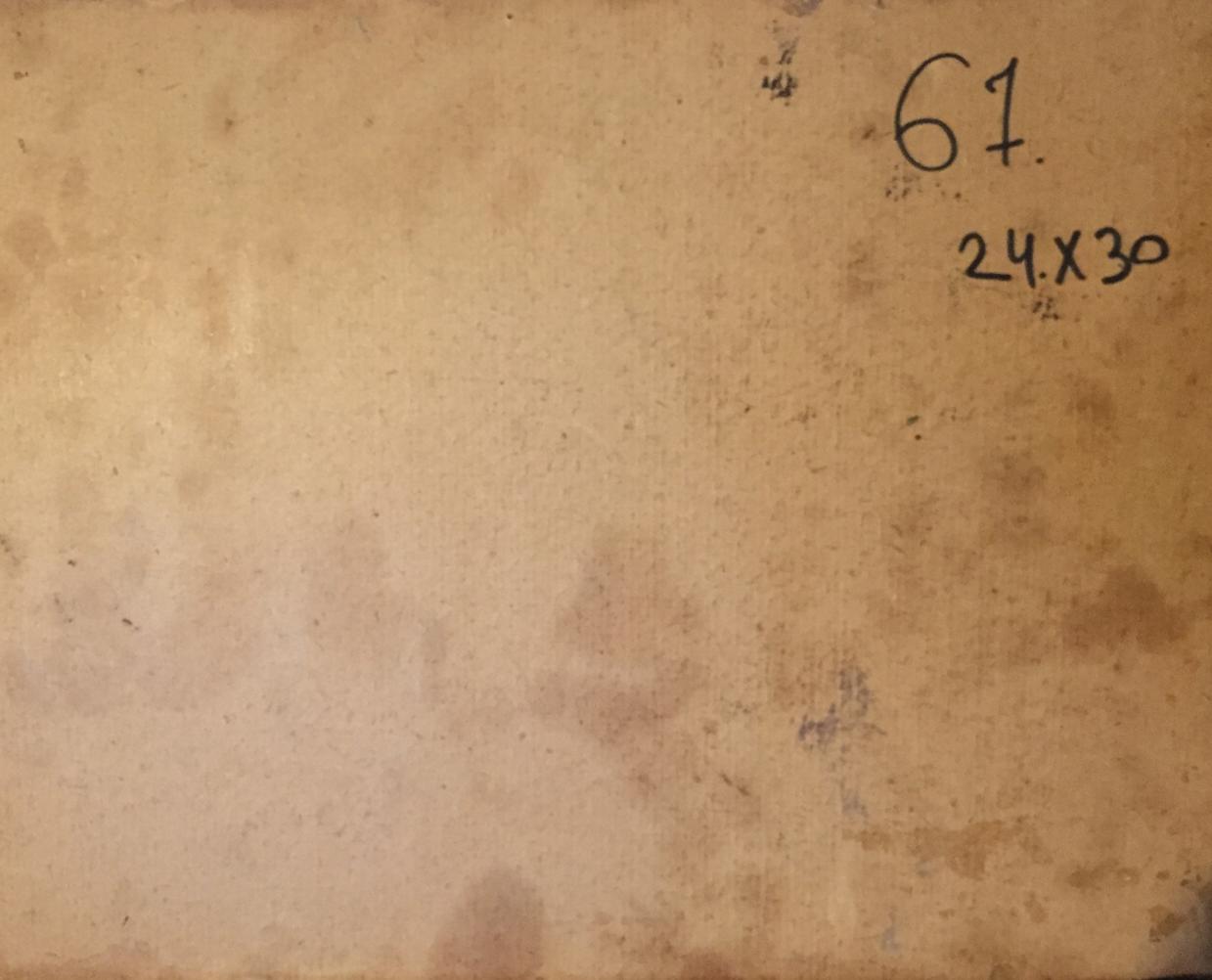 Back of oil painting House in the forest by Leonid Mikhailovich Stil on weathered beige paper