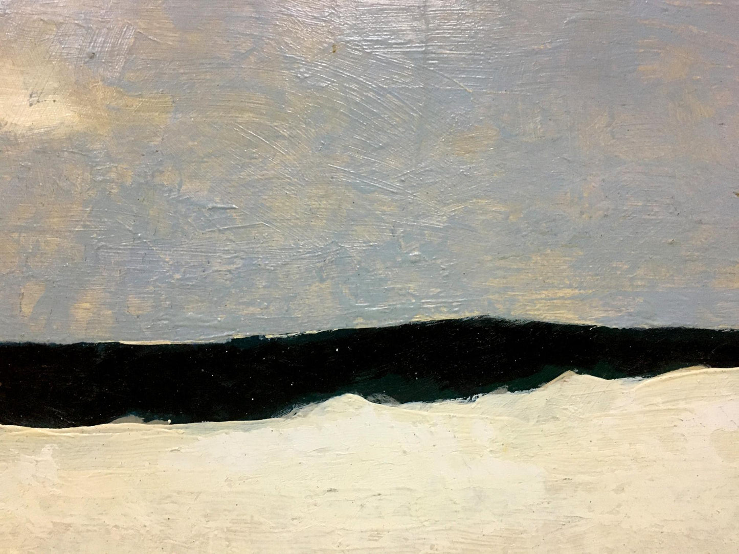 Abstract oil painting by Force Voloshinov Oleg Vasilievich, gray sky over black line