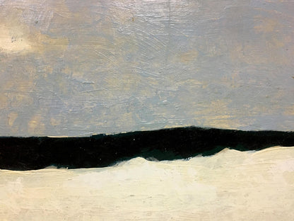 Abstract oil painting by Force Voloshinov Oleg Vasilievich, gray sky over black line