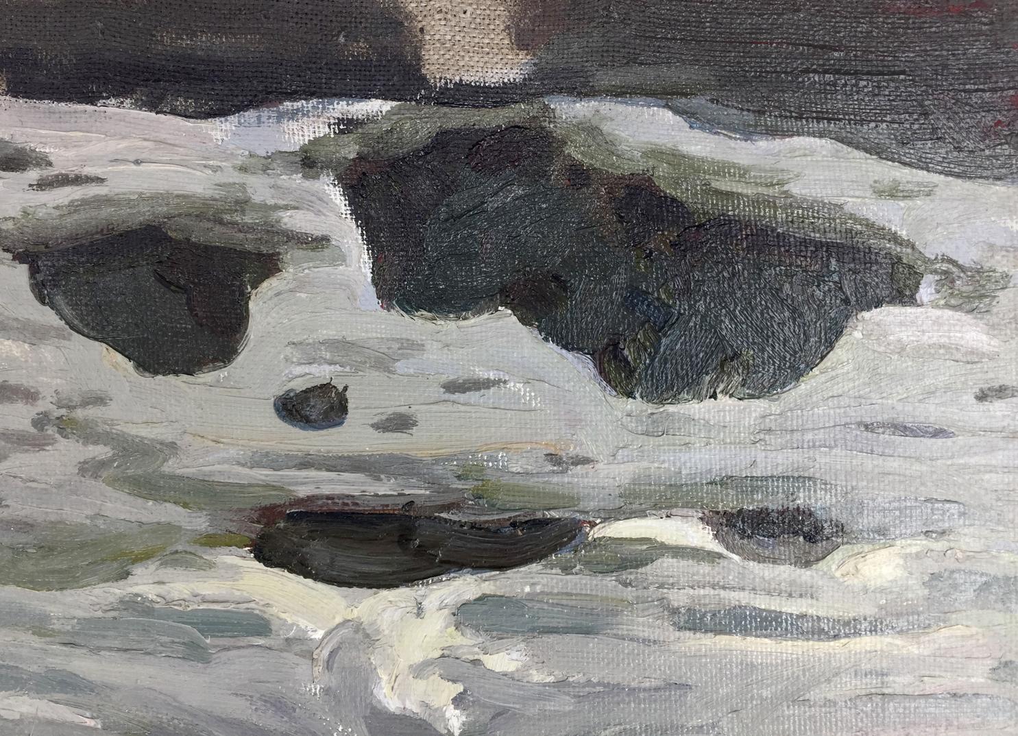 Oil painting Wave Balakai by Vladimir Leonidovich: turbulent sea rocks