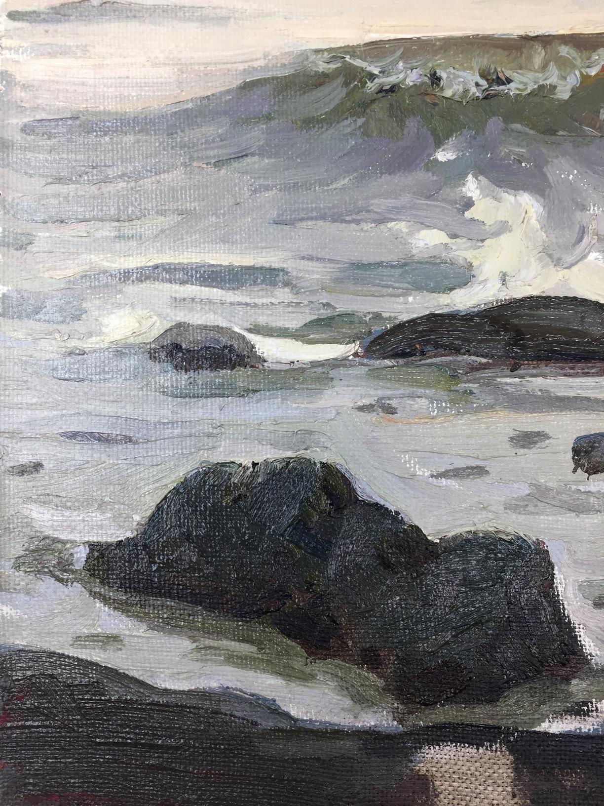 Oil painting Wave Balakai by Vladimir Leonidovich: rugged rocks and crashing waves