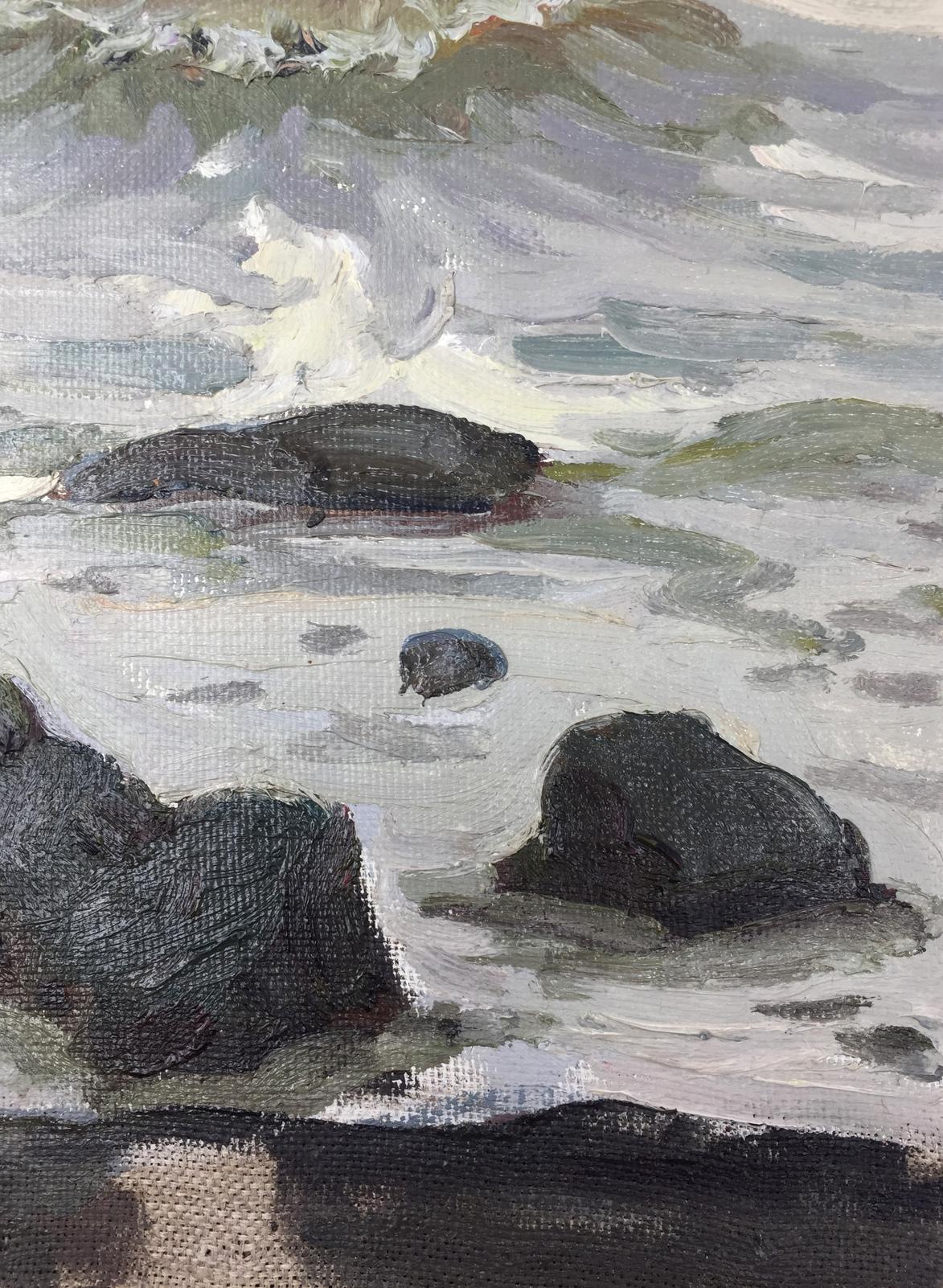 Oil painting Wave Balakai by Vladimir Leonidovich: turbulent waves on rocks