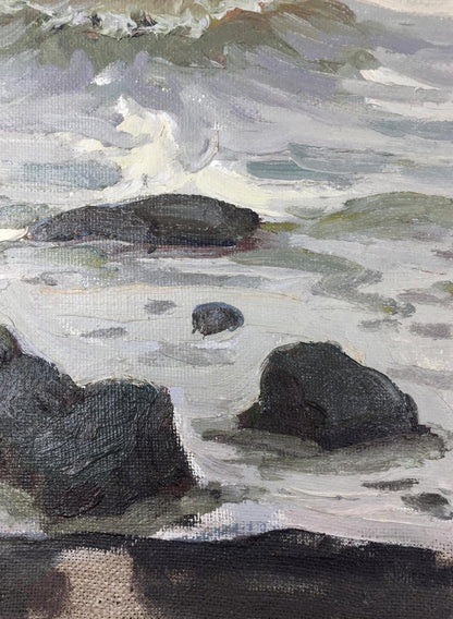 Oil painting Wave Balakai by Vladimir Leonidovich: turbulent waves on rocks