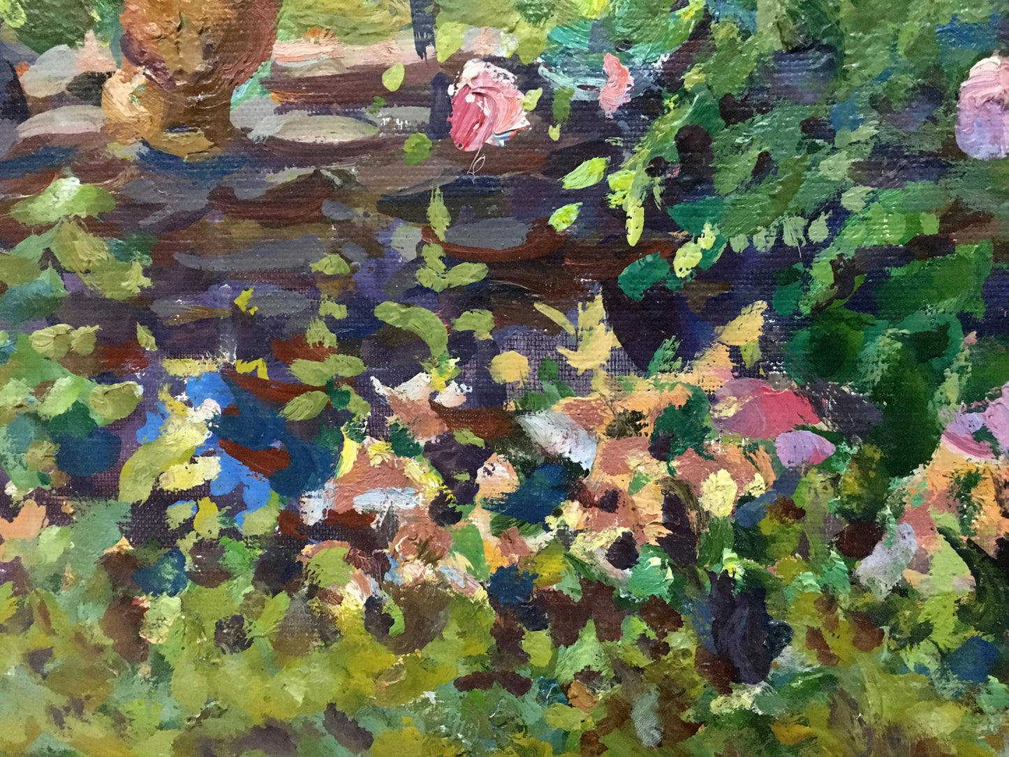Vibrant impressionist oil painting of lush garden by Fomin Anatoly Nikiforovich