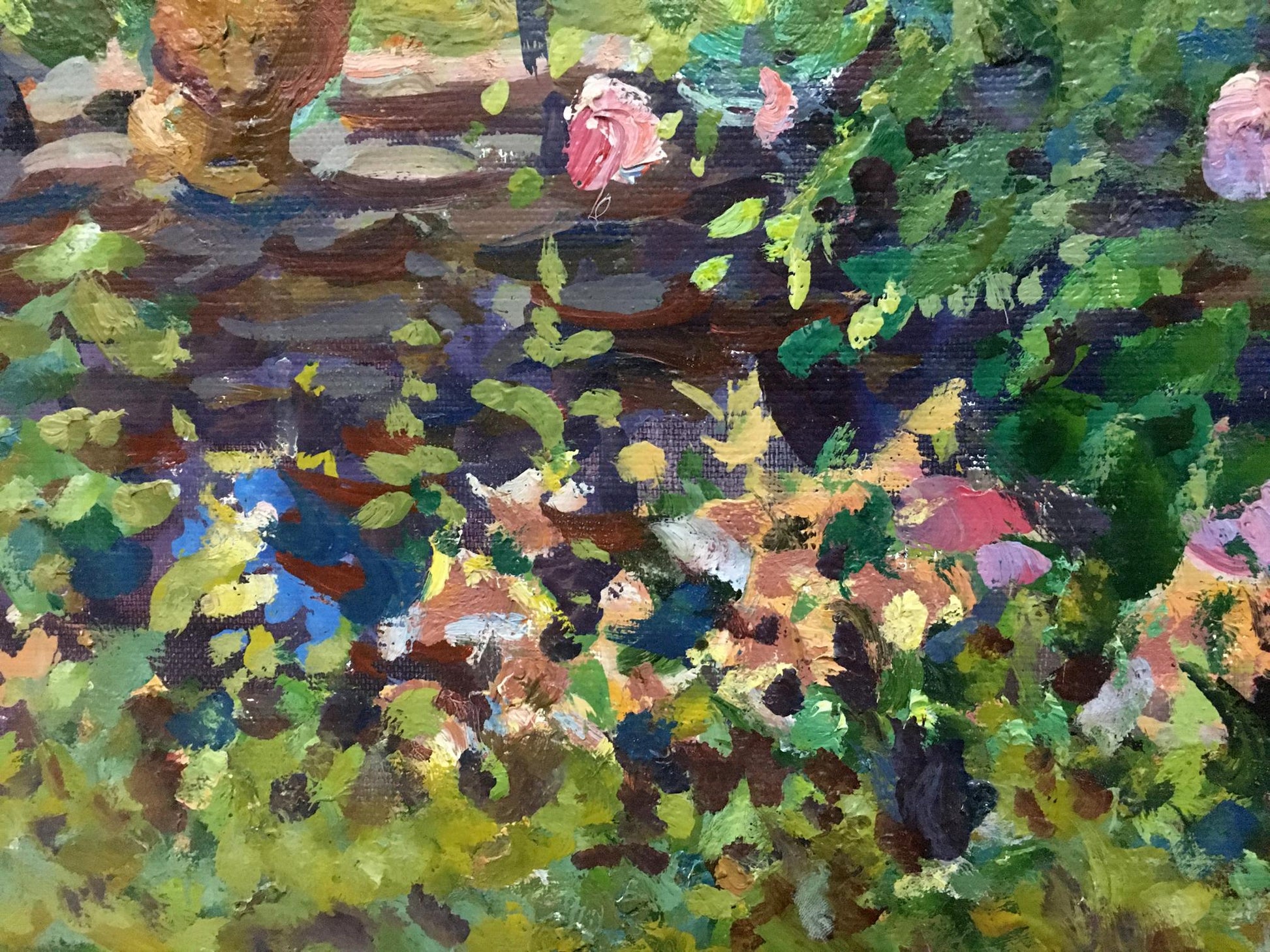 Vibrant impressionist oil painting of lush garden by Fomin Anatoly Nikiforovich